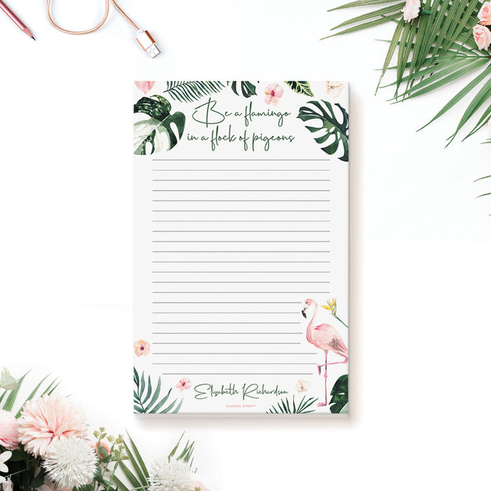 Be a Flamingo in a Flock of Pigeons Notepad, Tropical Flamingo Gifts for Women, Flamingo To Do List Notepad with Inspirational Quote