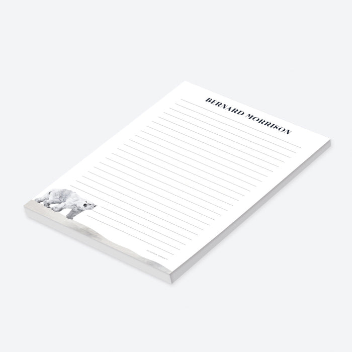 Polar Bear Notepad, Custom Bear Stationery Pad, Winter Bear To Do List Notepad, Polar Bear Gifts Desk Pad, Personalized Polar Bear Gift