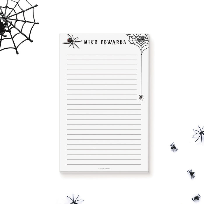 Personalized Spider Notepad, Halloween Stationery Gifts for Boys and Girls, Spider Web Writing Stationery Pad, Spooky Gift