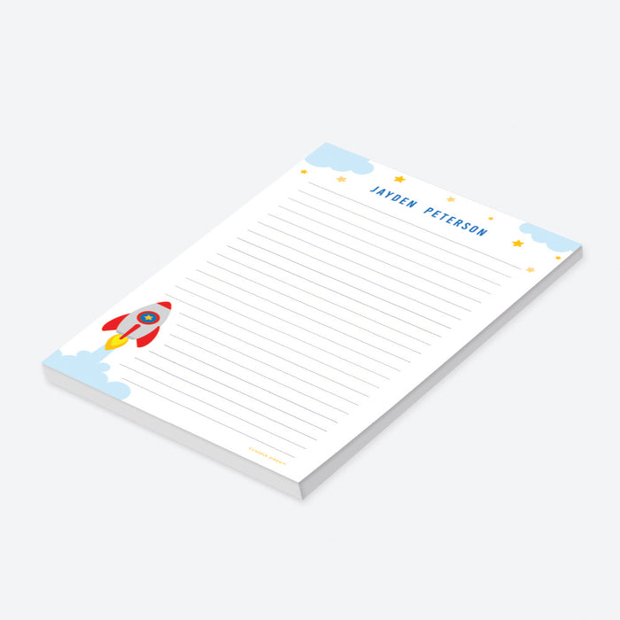 Rocket Ship Notepad for Kids, Personalized Space Stationery Pad Gifts for Boys and Girls, Outer Space Lover Gifts, Space Baby Shower Favor Gifts