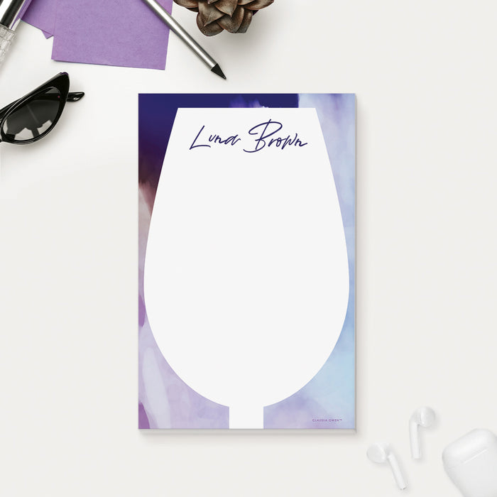 Personalized Wine Notepad, Wine and Paint Party Favors, Wine Lover Gifts for Women, Paint and Sip Birthday Party Favors, Wine Lover Memopad