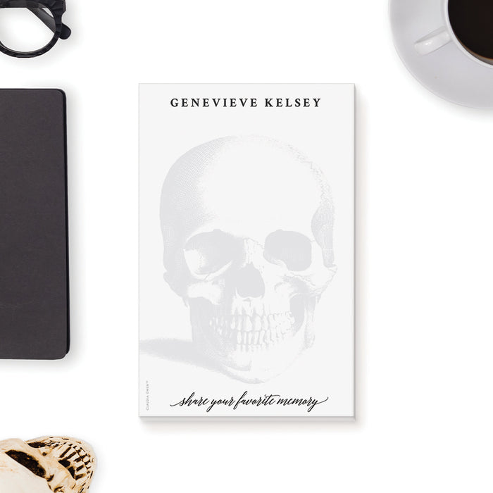 Skull Notepad, Death to My 20s Party Favor, Custom Gothic Stationery Pad, RIP 20s 30s 40s, 30th 40th 50th Birthday Party Favor