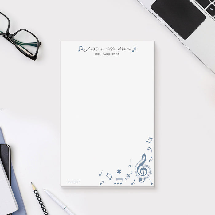 Music Notepad, Music Teacher Gift, Music Lover Pad, Personalized Musician Gift, Music Student Gift, Music Stationery Pad