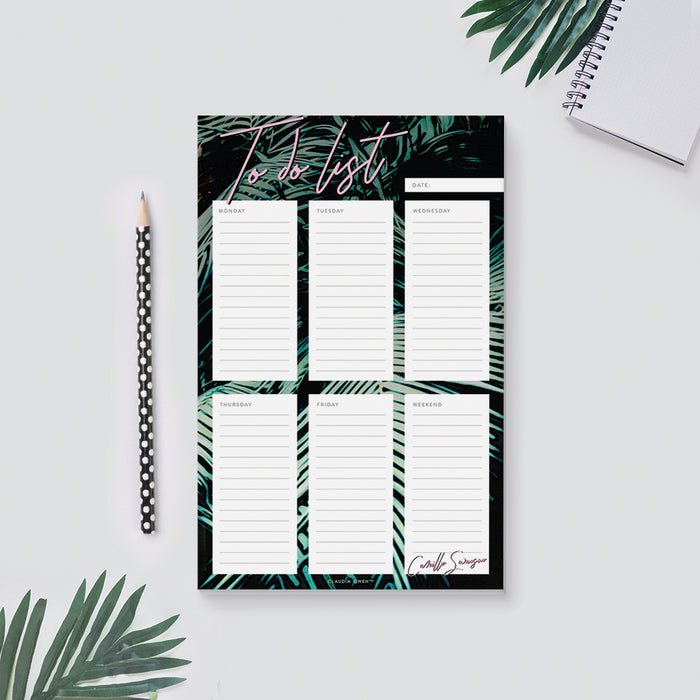Tropical Personalized Notepad Modern To Do List, Weekly Organizer Planner Desk Notepad, Tropical Stationery Weekly Agenda Office Notepad