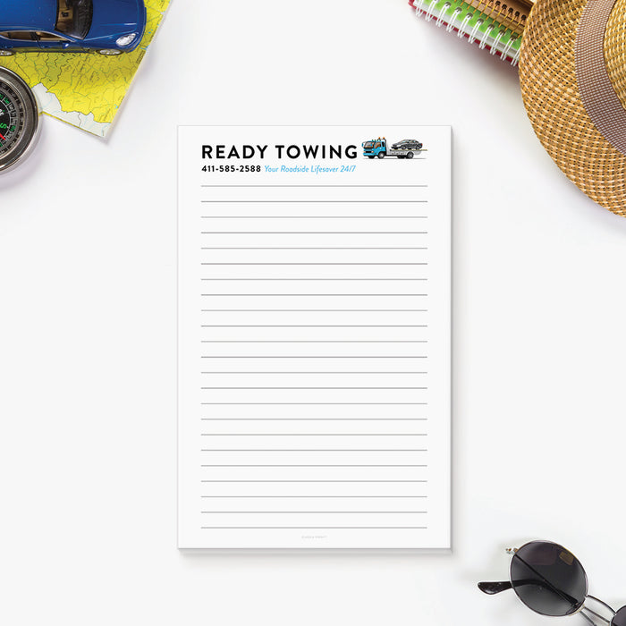 Custom Towing Service Notepad, Personalized Business Notepad for Towing Services, Marketing Stationery Pad for Towing Companies