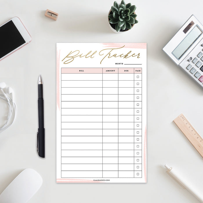 Bill Tracker Template, Expense List Digital Download, Bills and Budget Organizer, Monthly Finance Printable File