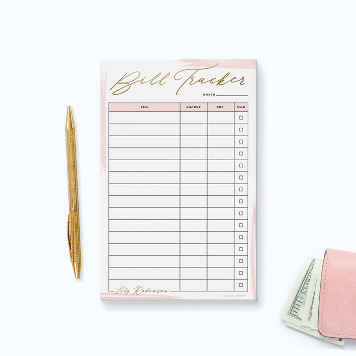 Bill Tracker Notepad, Expense Tracker Pad, Bill Organizer Notepad for Family Budget, Monthly Finance
