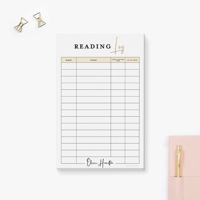Personalized Reading Log Notepad, Reading Tracker for Students, Gift for Bookworms, Book Lover Gift List