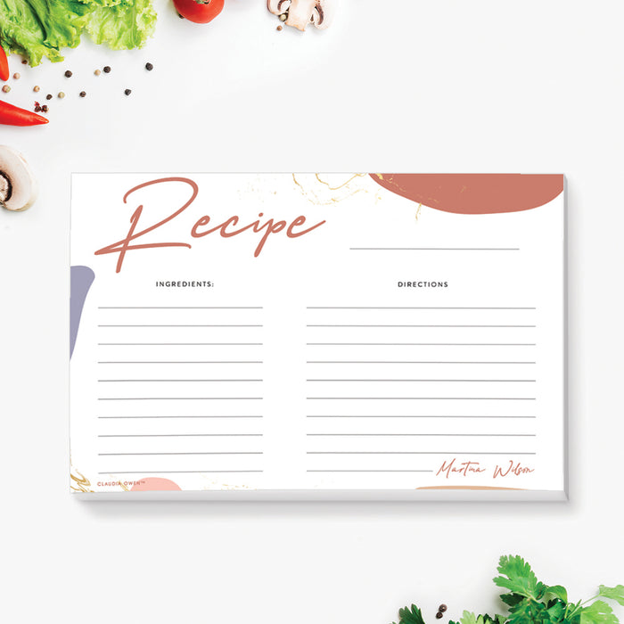 Recipe Notepad Stationary For Women, Custom Stationary Kitchen