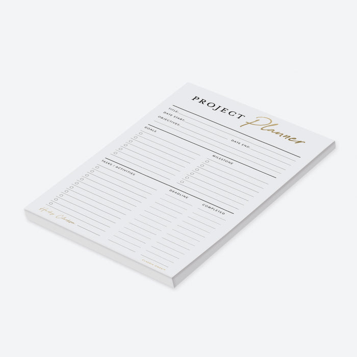Project Planner Stationary Notepad, Personalized Work Planner Desk Pad