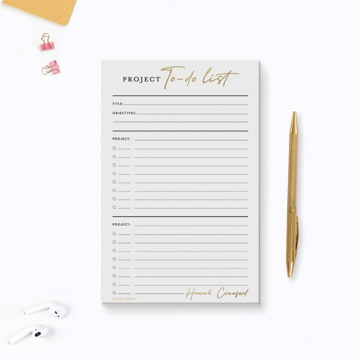 Project To Do List Notepad, Personalized Work Planner, Project Tracker List Pad, Project Management Productivity Planner