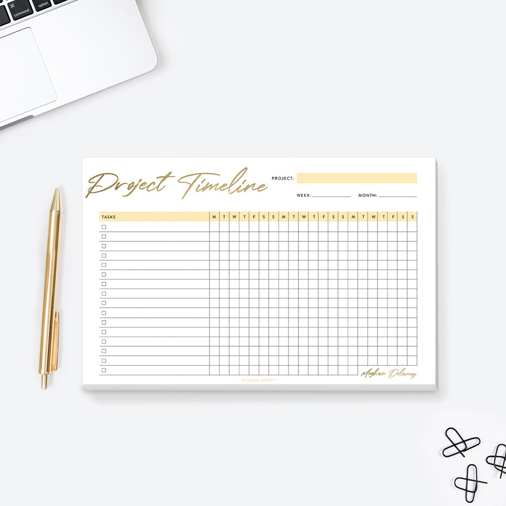 Project Timeline Planner Notepad, Personalized Project Tracker Pad, Cu