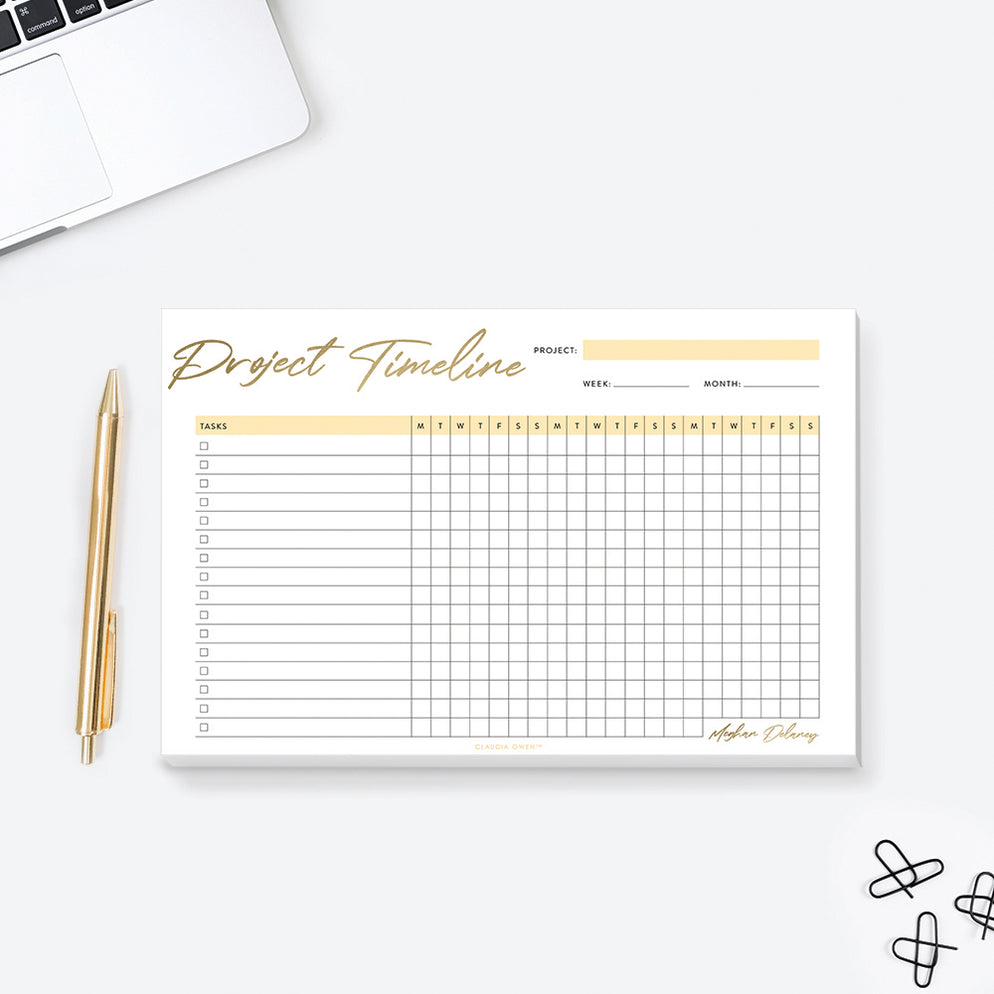 Project Timeline Planner Notepad, Personalized Project Tracker Pad, Cu