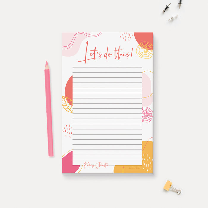 Let's Do This Notepad Personalized, Modern To Do List Planner, Motivational Planner for Women, Custom Gift for Her