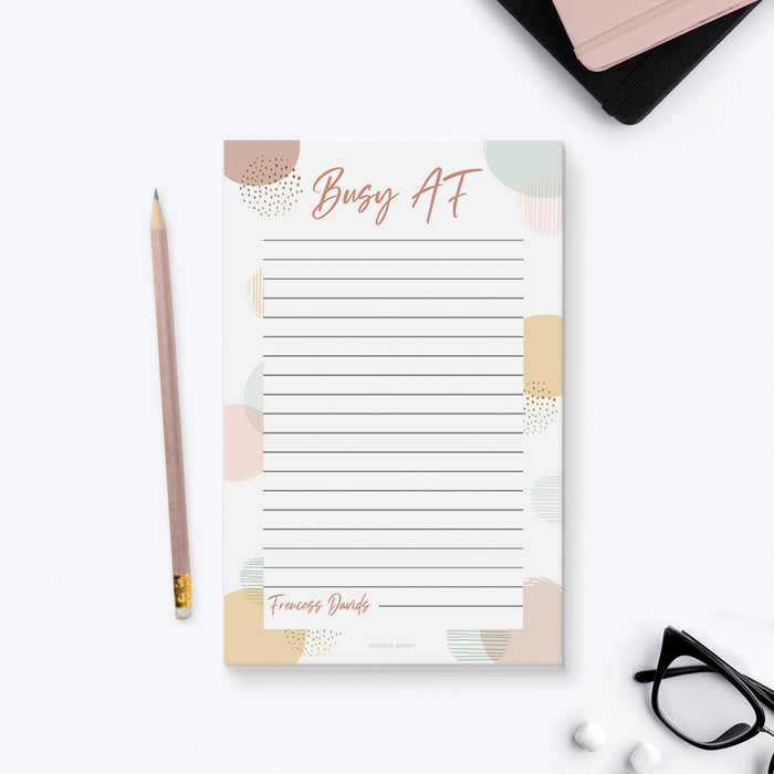 Busy AF Notepad, Funny Desk Notepad for Women, Modern Daily To Do List Planner Pad, Unique Gift for Her