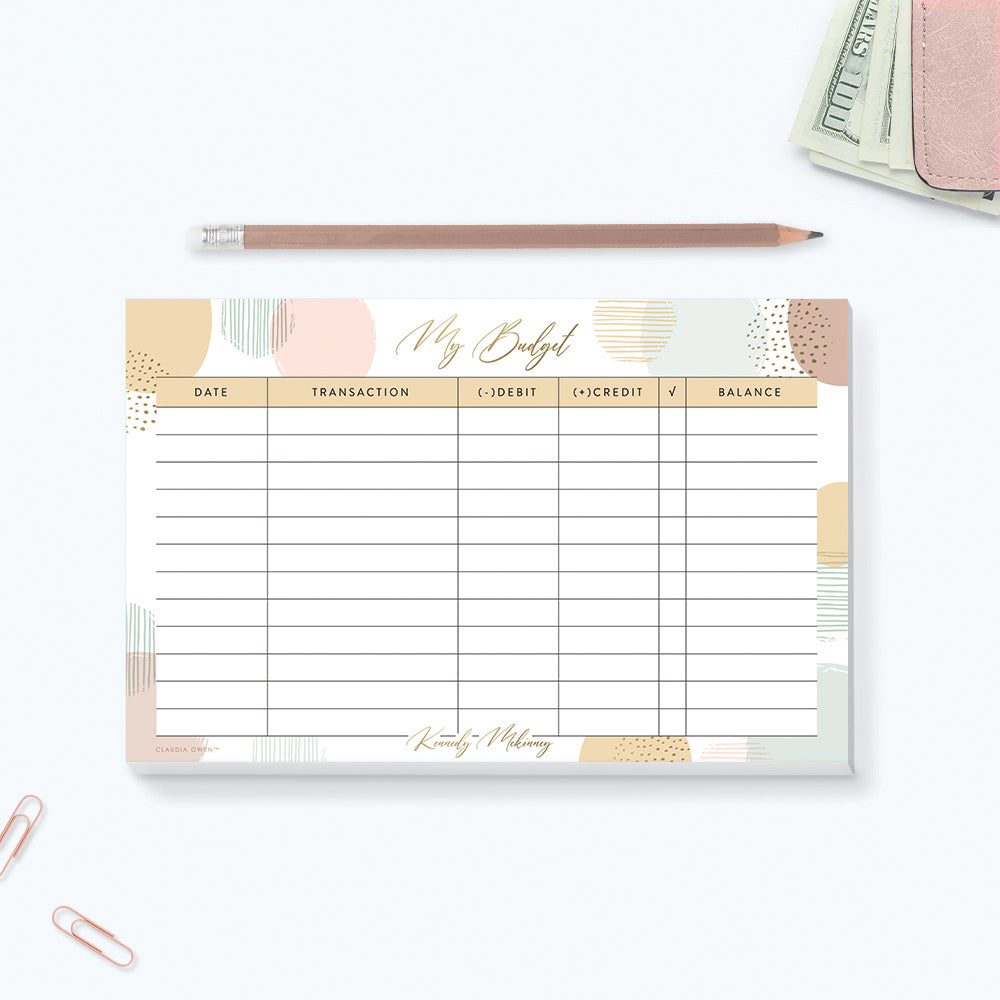 Cash Transaction Tracker Notepad, Checking Transaction Log, Budget Tra