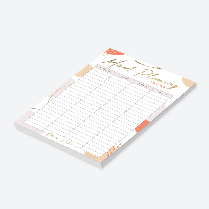 Meal Planning Ideas Notepad, Modern Meal Prep Planner, Weekly Meal Planning Pad, Food Kitchen Notepad, Cooking Dinner Planner Notepad
