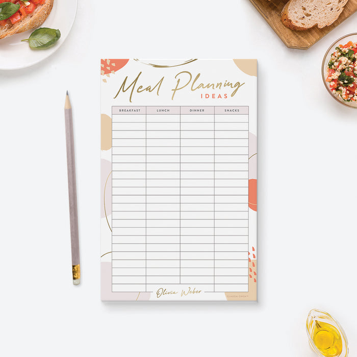 Meal Planning Ideas Notepad, Modern Meal Prep Planner, Weekly Meal Planning Pad, Food Kitchen Notepad, Cooking Dinner Planner Notepad