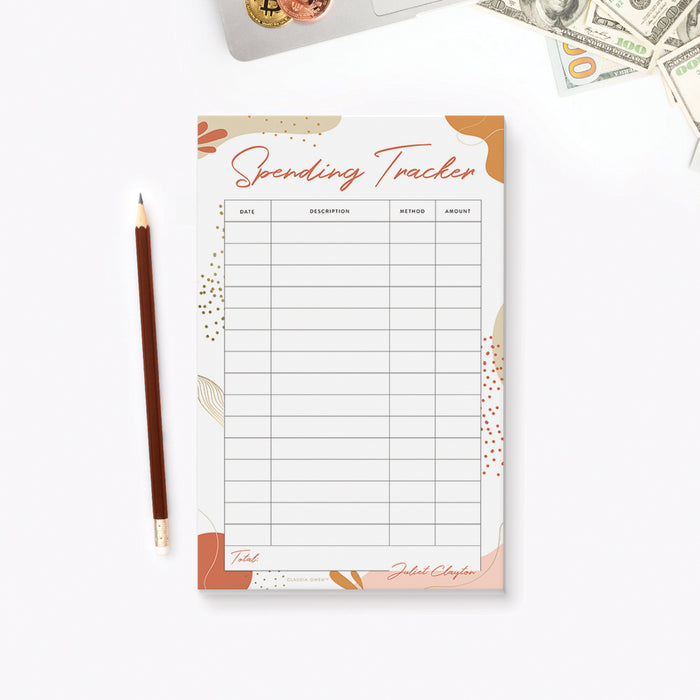 Spending Tracker Notepad Personalized with Your Name, Daily Spending Tracker, Spending Progress Log Pad for Family Budget