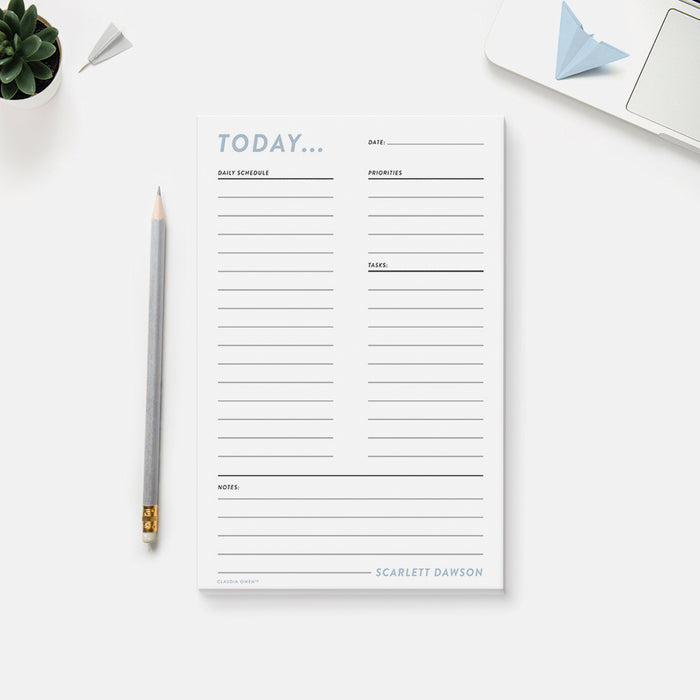 Daily To Do List Notepad, Personalized Work Pad, Productivity Planner for the Home or Office, Simple Notepad List, Daily Schedule Planner and Organizer