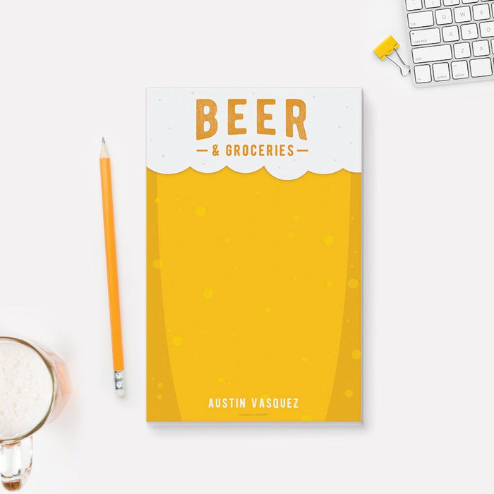 Beer and Groceries Notepad, Custom Funny To Do List, Beer Lover Gift for Men, Gift for Husband