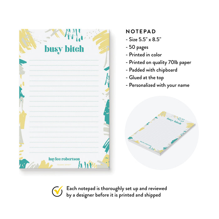 Busy Bitch Personalized Notepad, Girl Boss Notepad, Unique Gift for Women, Boss Lady To Do List, Boss Babe Personal Stationery