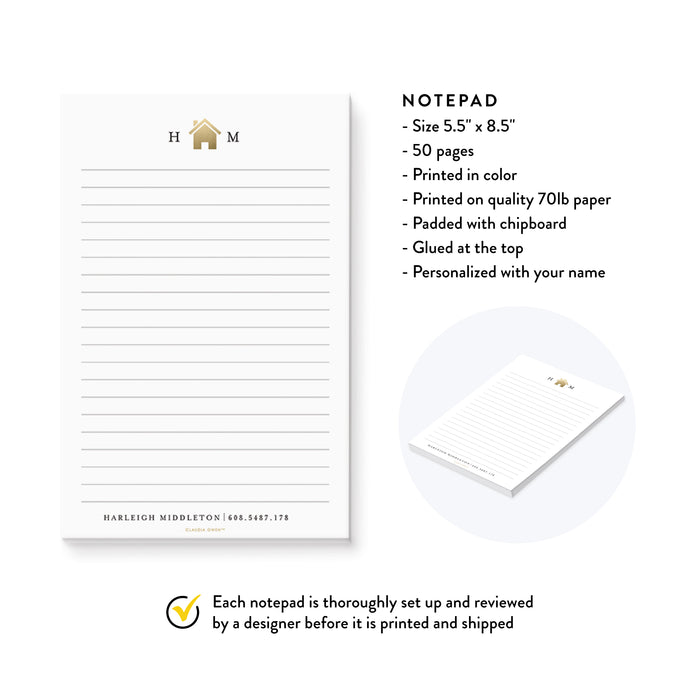 Realtor Note Pad Custom Realty Notepad, Personalized Realtor Gift Realtor Closing Gift Stationary, Real Estate Agent Business Gift