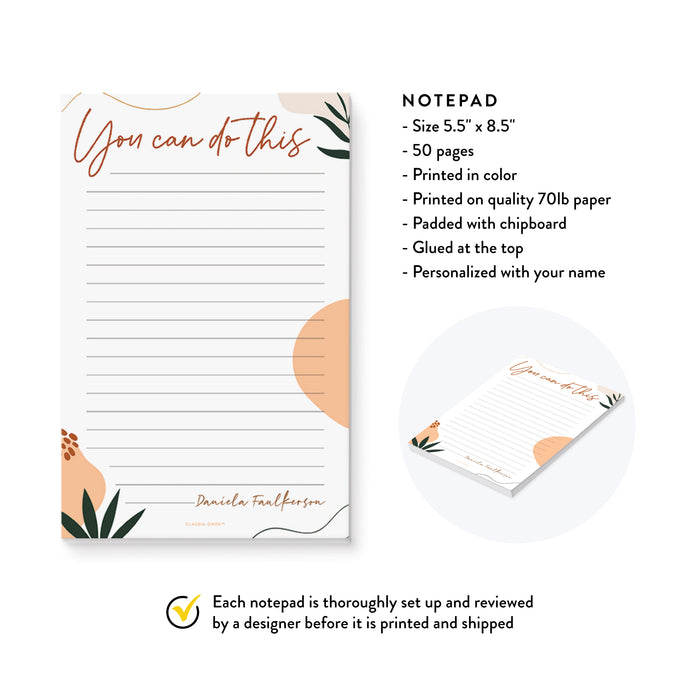 Yes You Can Notepad, Motivational Notepad for Women and Girls, Inspirational Daily Notepad Planner, Empowerment Gifts