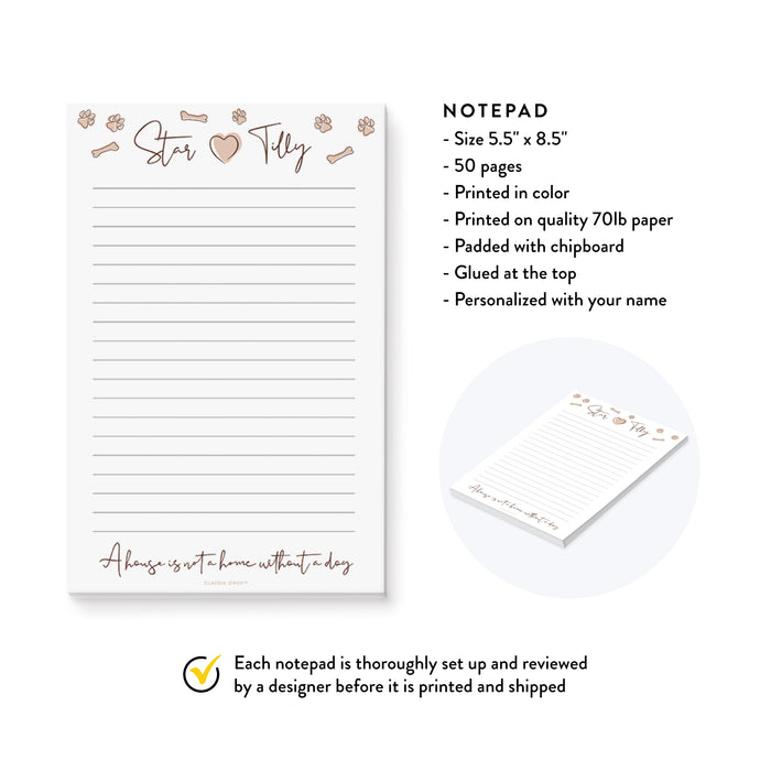 A House Is Not A Home Without A Dog Stationery, Personalized Dog Notepad, Dog Mom Gifts, Dog Lover Office Thank You Notepad