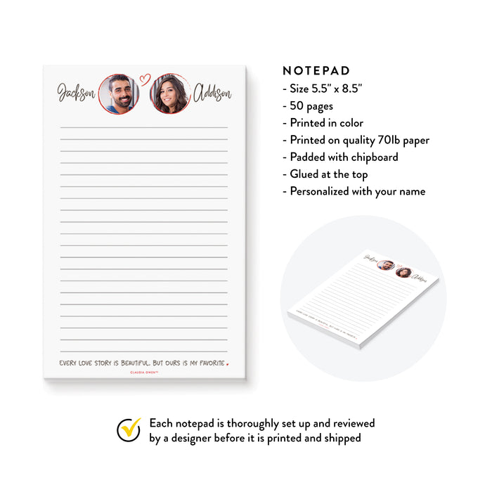 Notepad for Couple Personalized with Your Photos, Bff Gifts, Photo Notepad, Gift for the Couple, Valentine's Day Gift