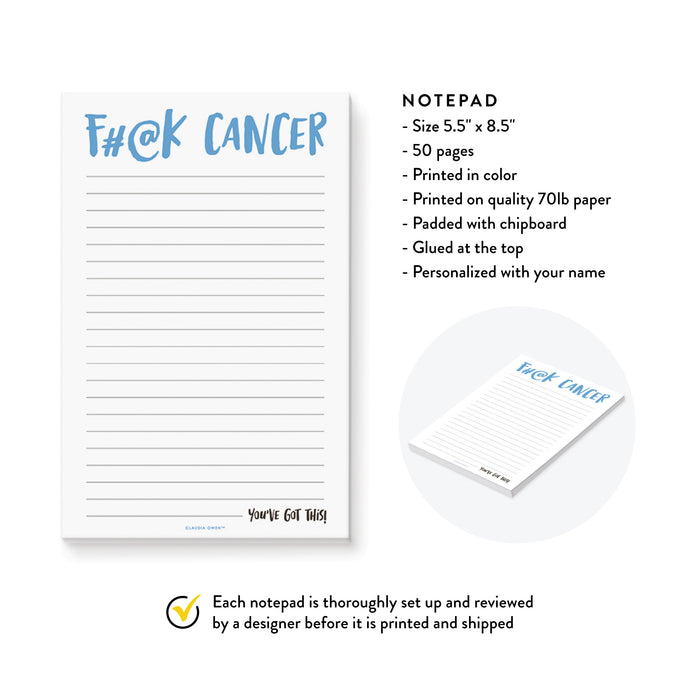 Fuck Cancer Notepad, Cancer Survivor Gift, Cancer Warrior Encouragement Gift, To Do List Notepad
