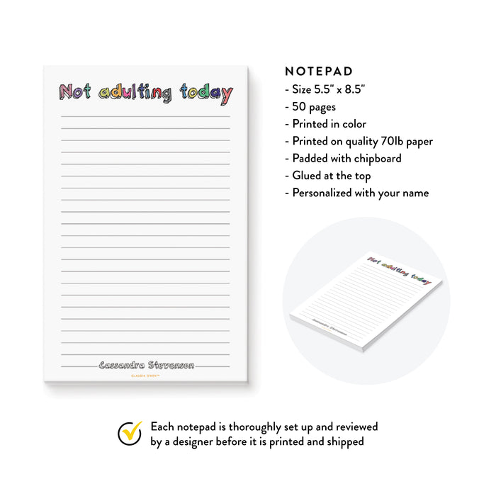 Not Adulting Today Notepad, Fun Adulting Gifts for Her, Office Gag Gifts for Coworker, Funny Gifts for Adults