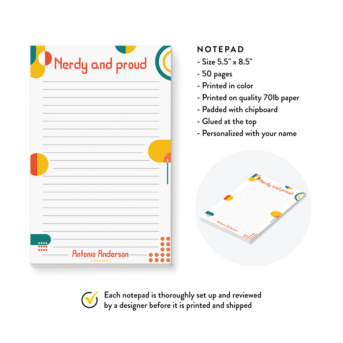 Nerdy and Proud Notepad, Geek Gifts For Him, Nerd Gifts, Personalized Nerdy Gifts for Men, Gifts for Nerdy Guys