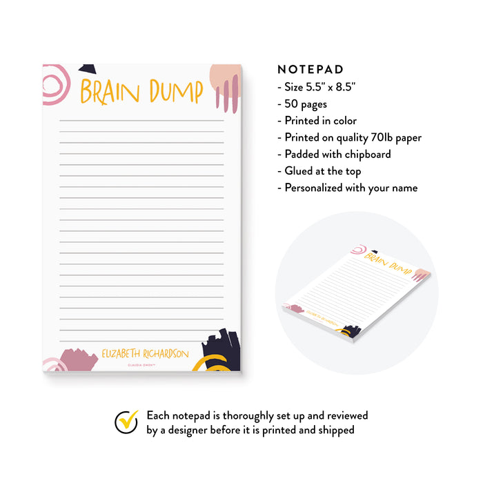 Brain Dump Notepad, Declutter Planner Notepad, Thought Organizer Stationery Pad, Personalized Fun Office Notepad