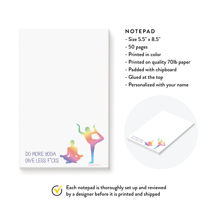 More Stretching Less Stressing Notepad, Personalized Yoga Gifts