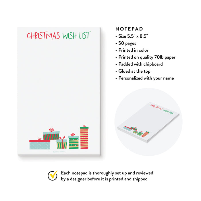 Christmas Wish List Notepad, Santa Wish List, Letter to Santa, Holiday Shopping Planner, Custom Christmas Shopping List Stationary Pad