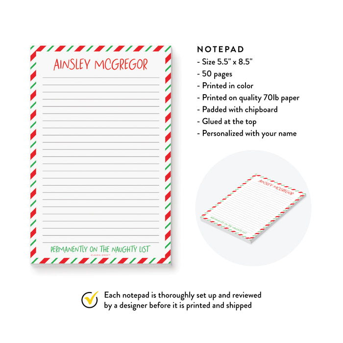 Christmas Naughty List Notepad, Fun Holiday Present, Holiday Shopping List, Funny Christmas To Do List Stationery Pad