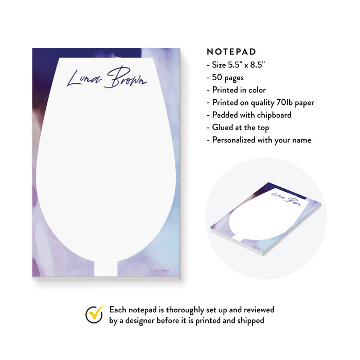 Winre Notepad Personalized Wine Notepad, Wine and Paint Party Favors, Wine Lover Gif