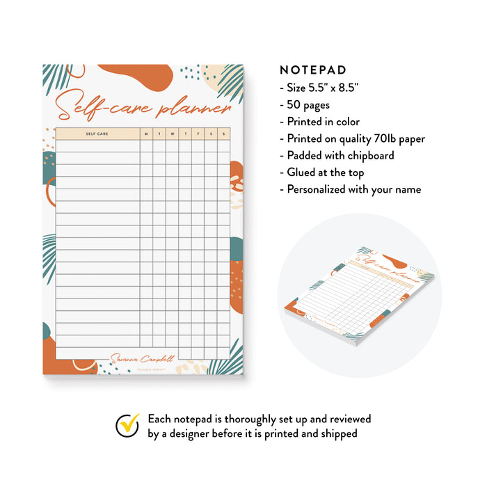 Selfcare Planner Notepad, Personalized Notepad for Women, Self Care Wellness Weekly Planner, Beauty Planner Stationery for Women