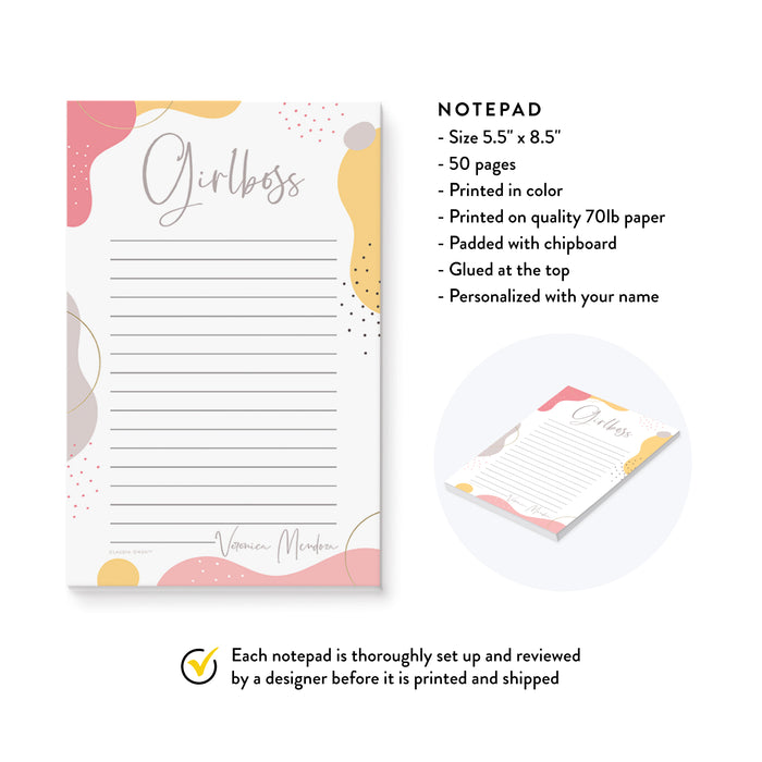 Girl Boss Notepad To Do List Planner, Personalized Boss Lady Planner, Female Entrepreneur Personal Stationery Pad, Coworker Boss Gift
