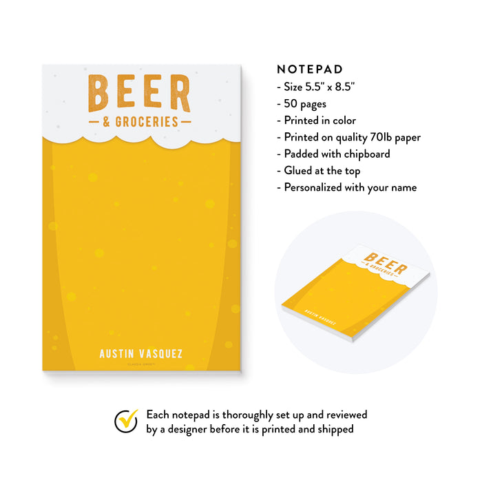 Beer and Groceries Notepad, Custom Funny To Do List, Beer Lover Gift for Men, Gift for Husband