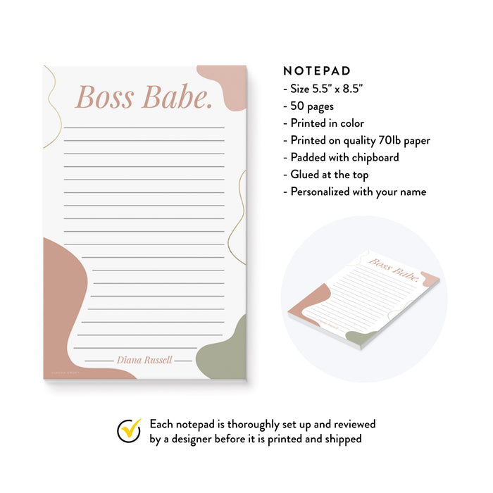 Boss Babe Notepad, Girl Boss Daily Planner Notepad, Boss Lady Planner, Business Woman Notepad, Mom Boss Notepad