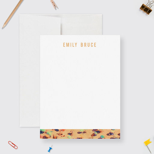 Personalized beach note card with colorful umbrellas