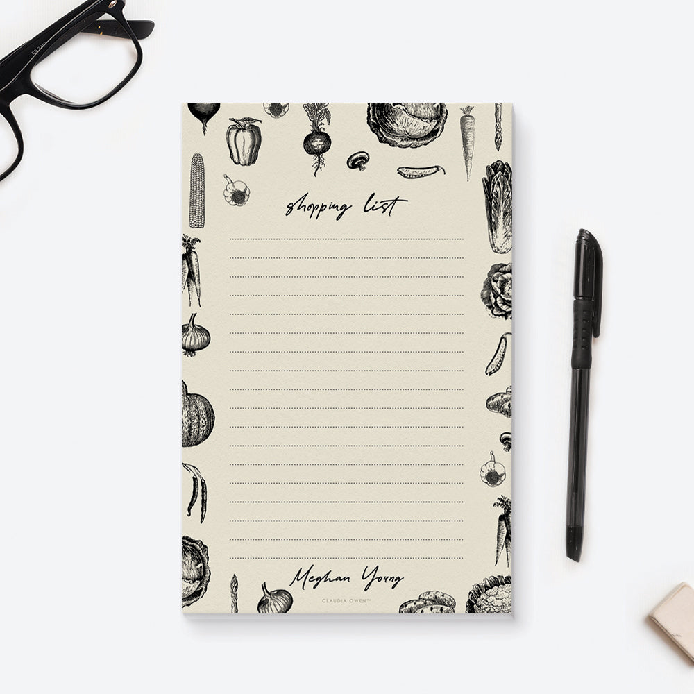 Personalized Shopping List Notepad Kitchen Stationery with Vegetables