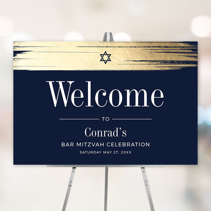 Welcome Your Guests in Style with Our Blue and Gold Welcome Sign Digital Template