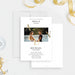 The image is a wedding invitation featuring a couple standing together in front of a scenic background.