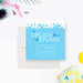 A pool-themed birthday invitation card with 'Splish Splash' text and water splash design, displayed on a white background.