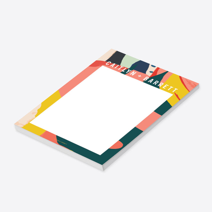 personalized abstract wedding notepad with colorful modern design-side
