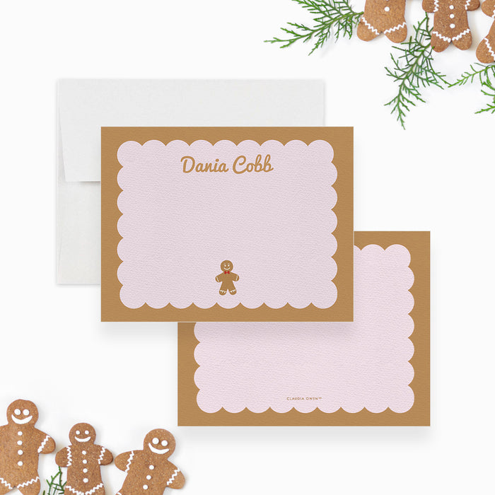 Cute Gingerbread Man Note Card, Christmas Thank You Card, Personalized Kids Stationery Card