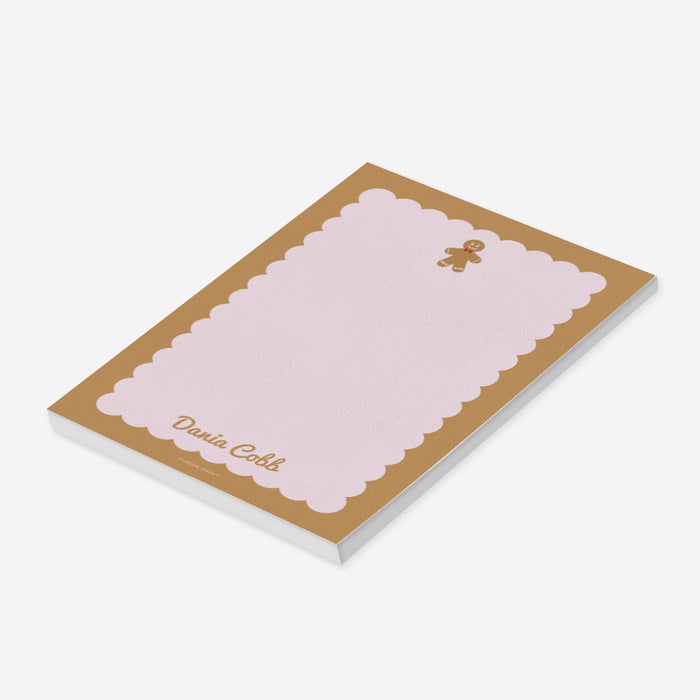 Cute Gingerbread Man Notepad, Personalized Christmas Noteapd for Kids, Cookie Writing Paper Pad